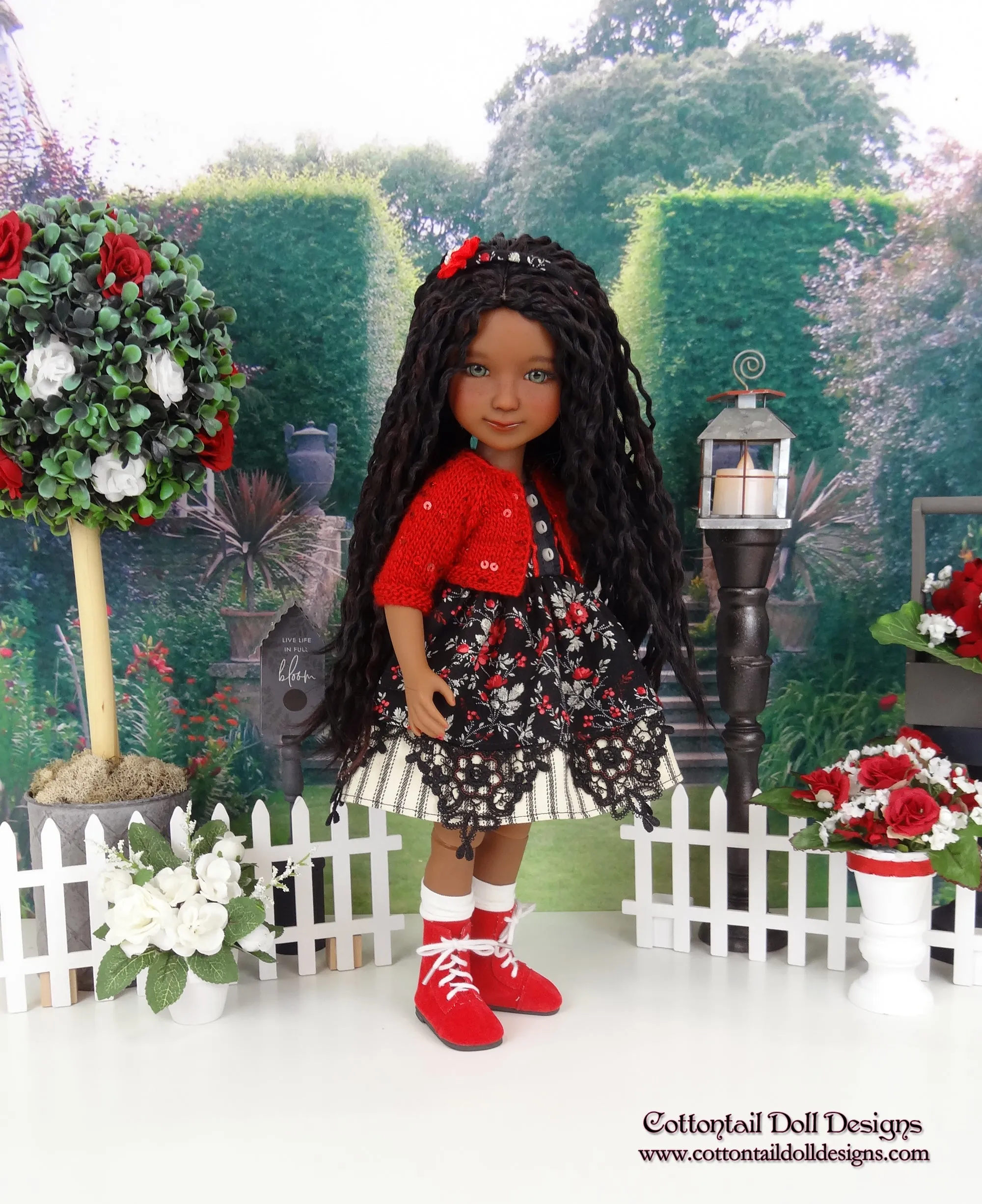 Floral Elegance - dress and sweater with boots for Ruby Red Fashion Friends doll