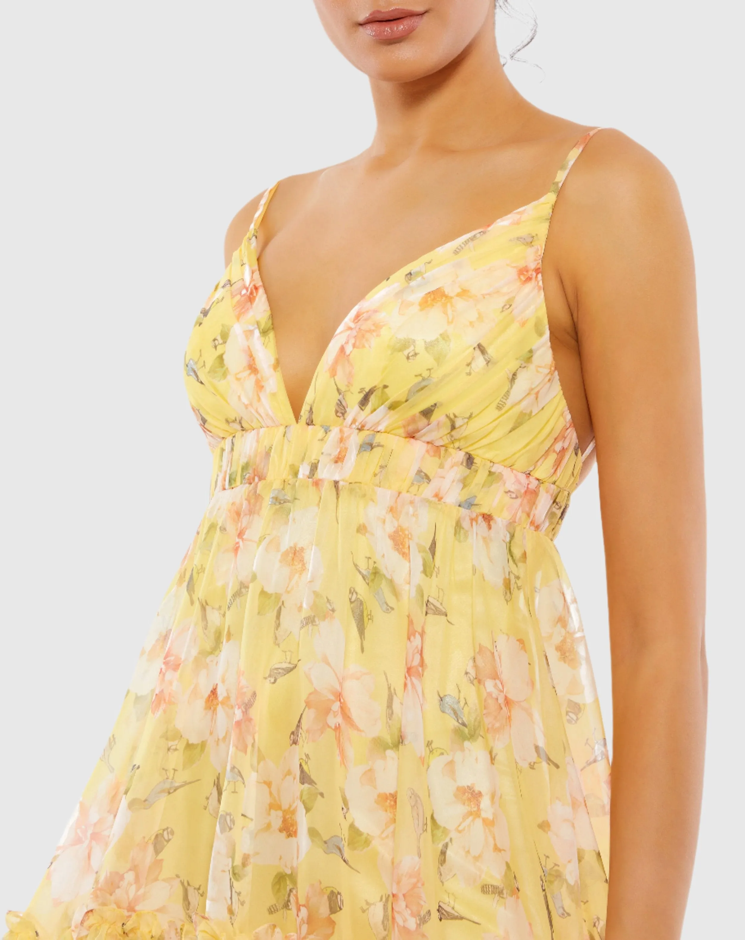 Floral Empire Waist Ruffled Mini Dress