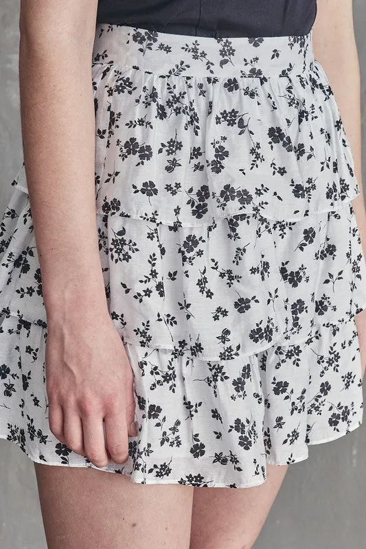 Floral Layered Mini Skirt
