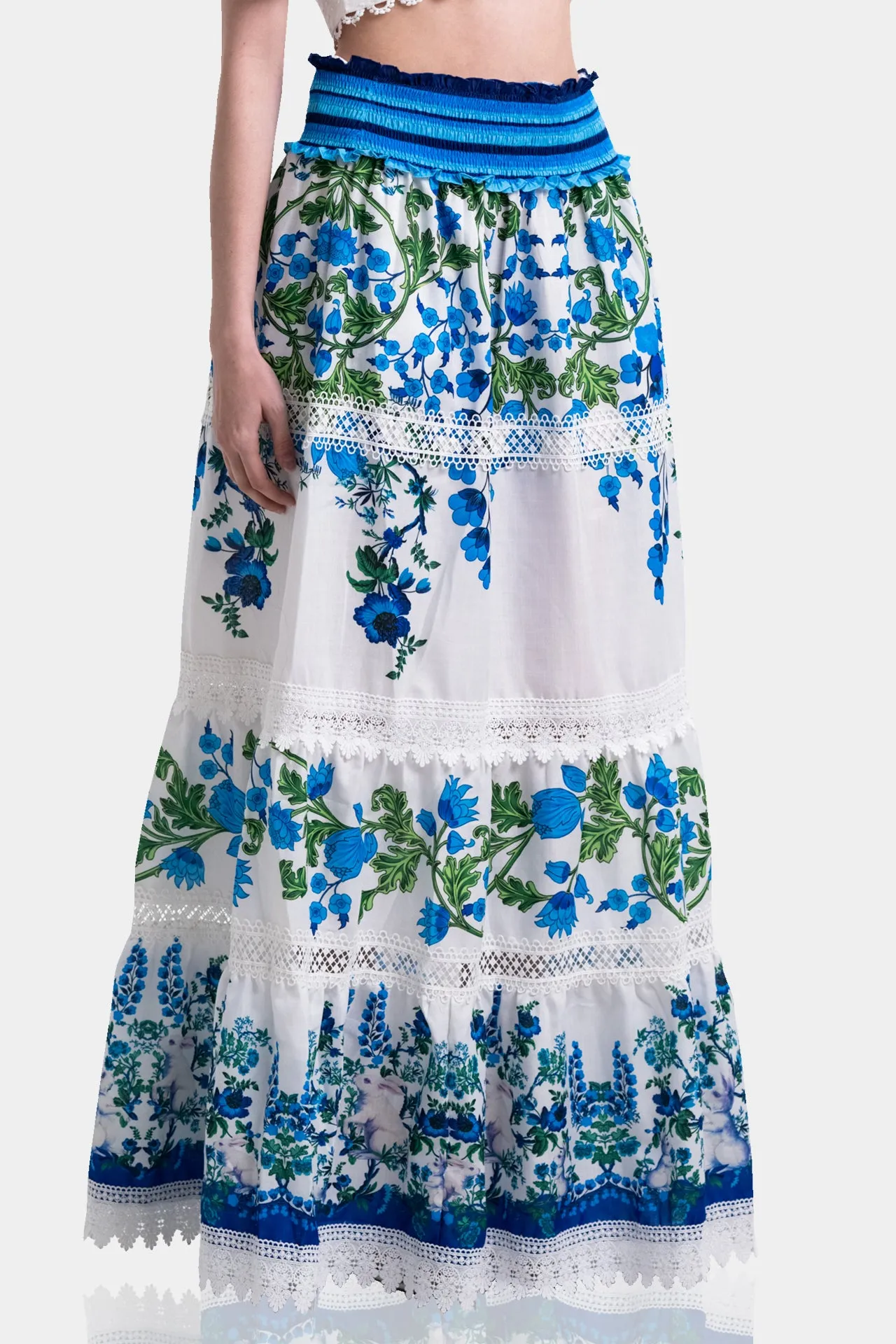 Floral Print Maxi Skirt in Cotton
