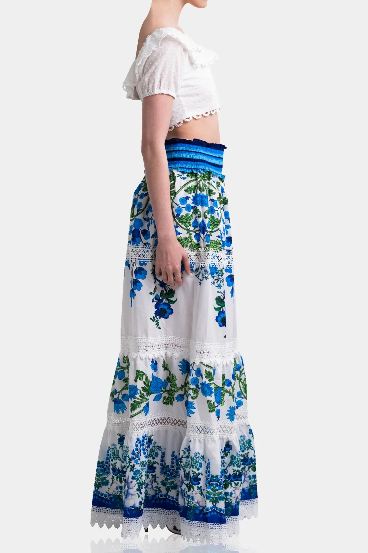 Floral Print Maxi Skirt in Cotton