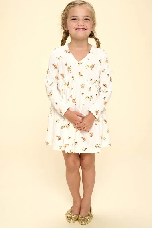 Floral Printed Rib Babydoll Dress