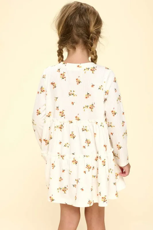 Floral Printed Rib Babydoll Dress