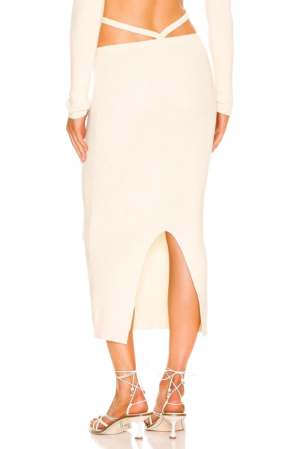 For Love & Lemons Mona Midi Skirt in Ivory