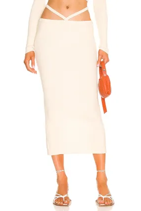 For Love & Lemons Mona Midi Skirt in Ivory