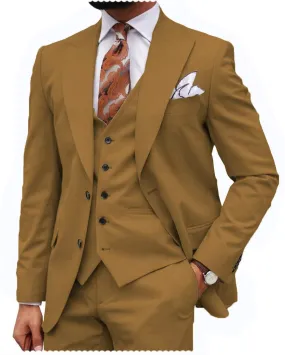 Formal Men's 3 Piece Regular Fit Peak Lapel Men's Express Suit (Blazer Vest Pants)