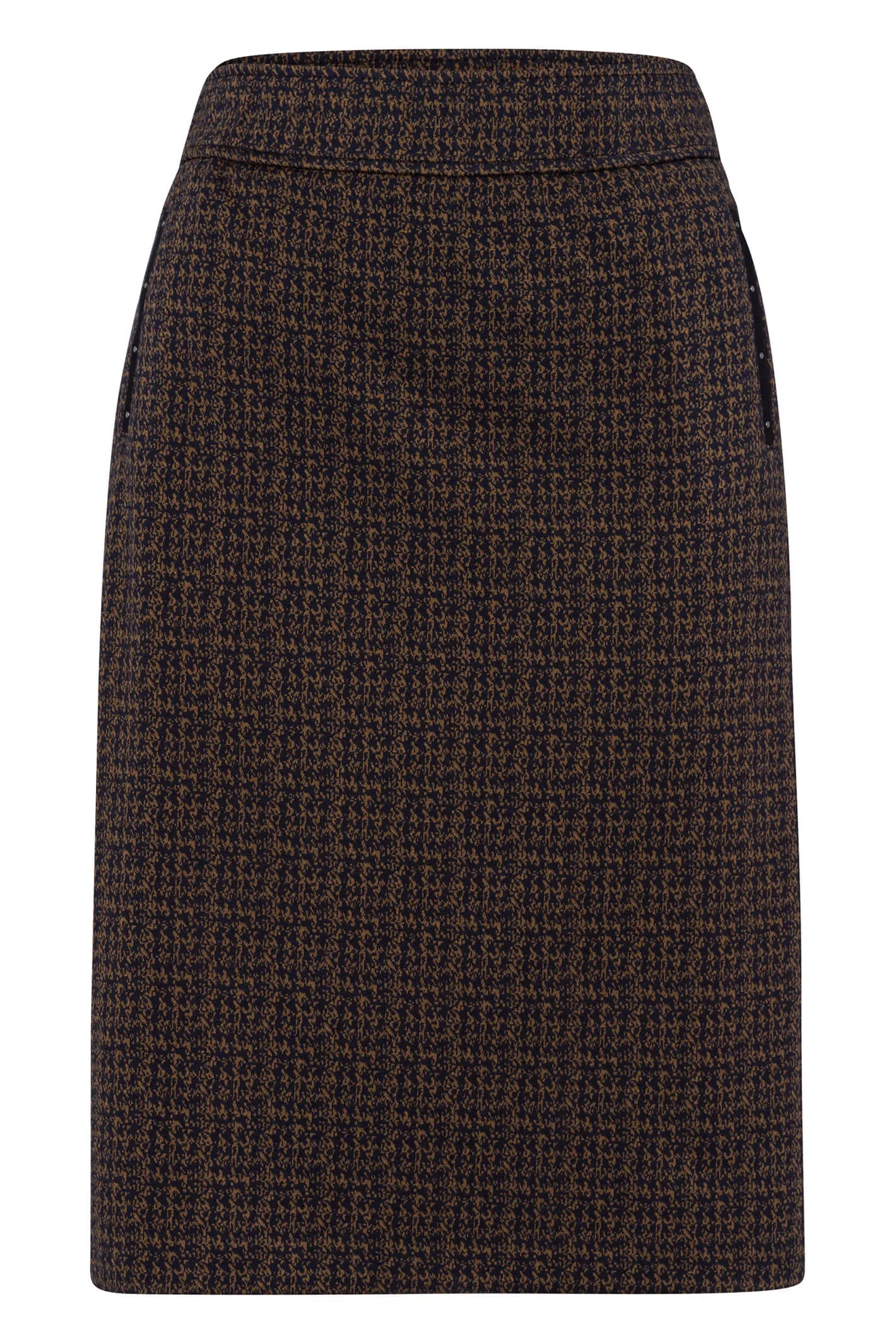 Frank Walder 309201 022 087 Brown Dogtooth Pencil Skirt