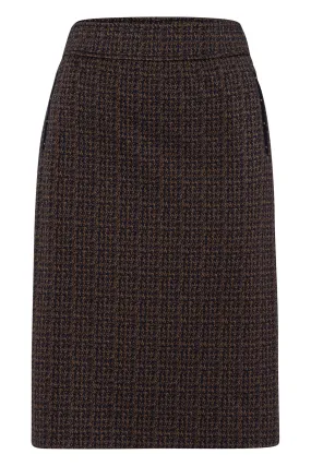 Frank Walder 309201 022 087 Brown Dogtooth Pencil Skirt