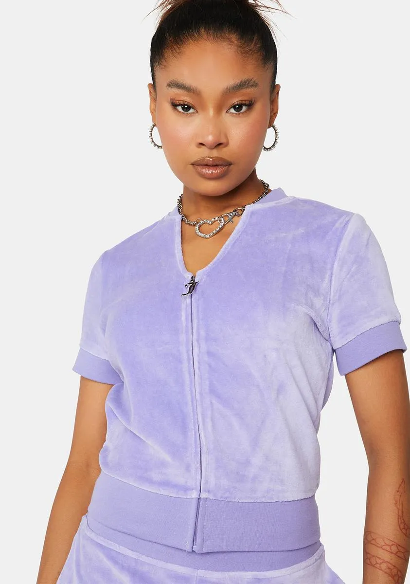 Freesia Short Sleeve Big Bling Velour Jacket