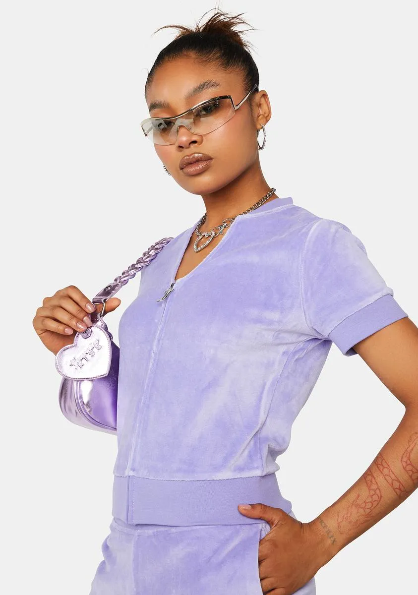 Freesia Short Sleeve Big Bling Velour Jacket