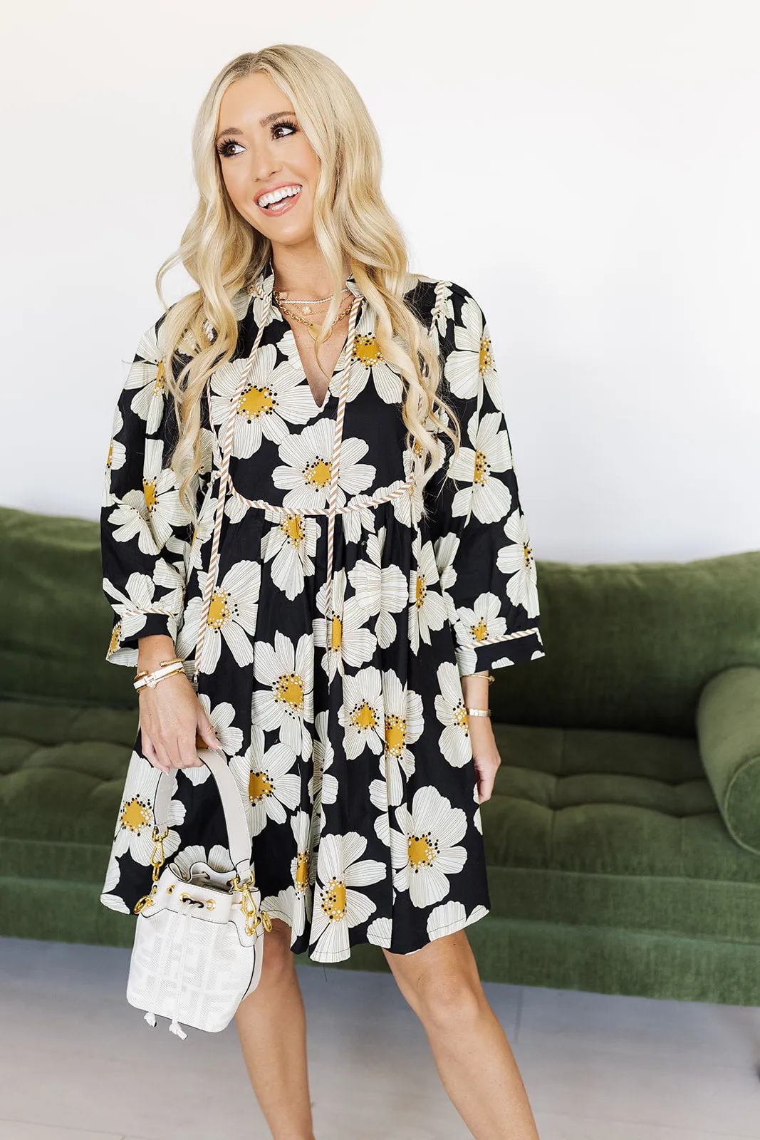 Friendly Florals Dress - Black