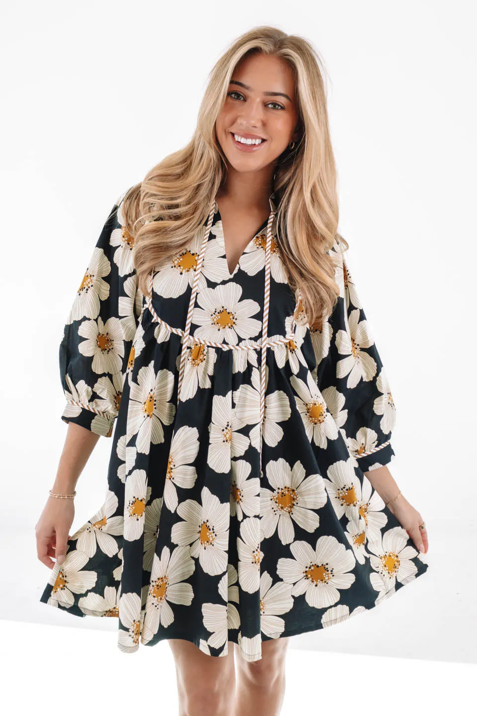 Friendly Florals Dress - Black