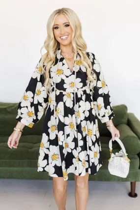 Friendly Florals Dress - Black