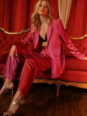 Fuchsia Satin Dress Pants