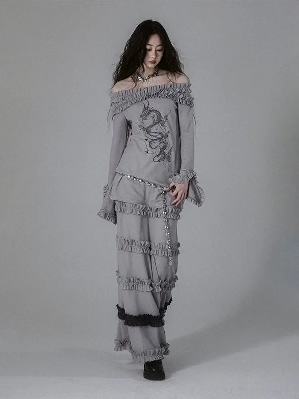 Fungus Hem Ruffled Leaf Skirt