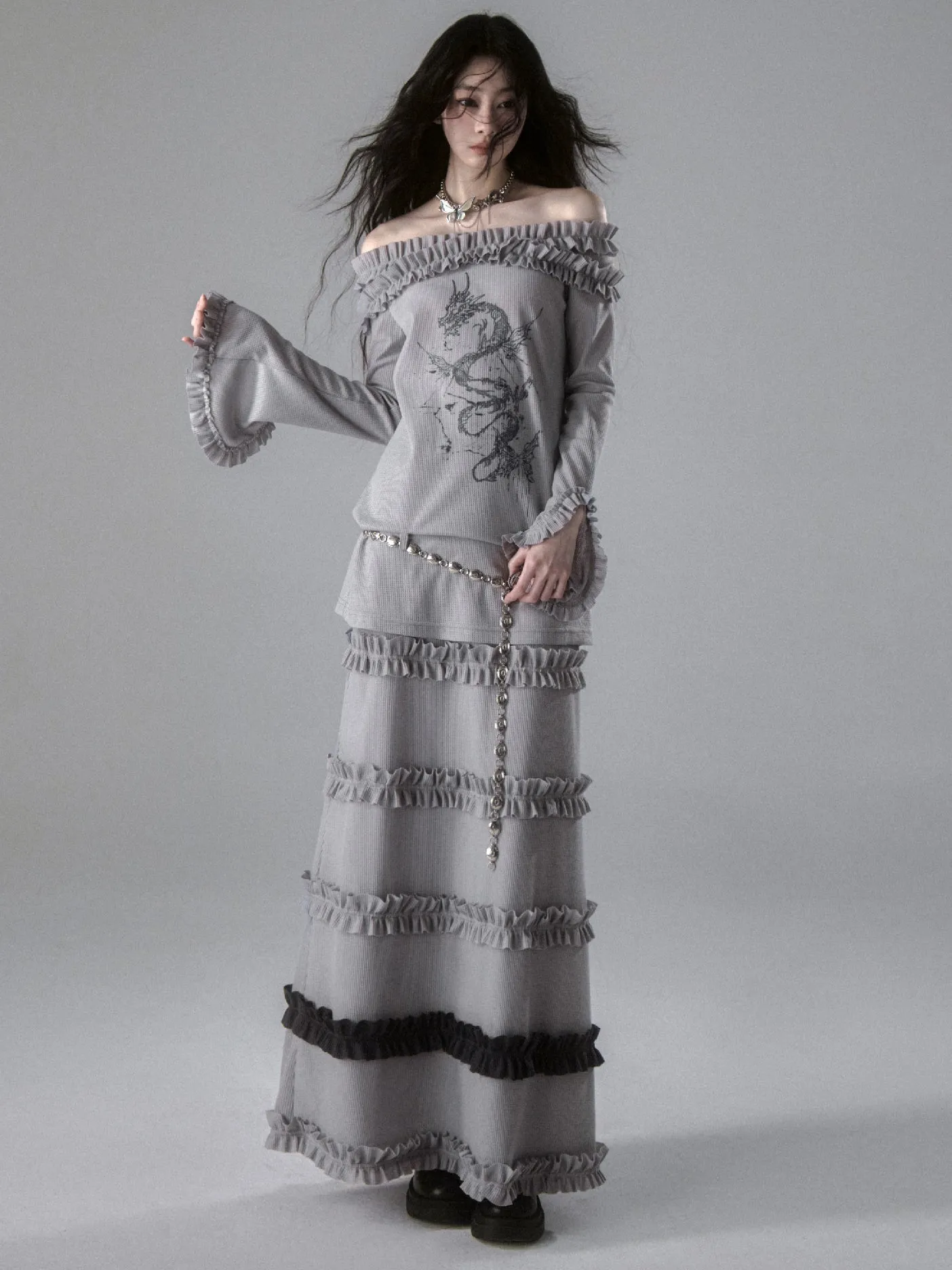 Fungus Hem Ruffled Leaf Skirt