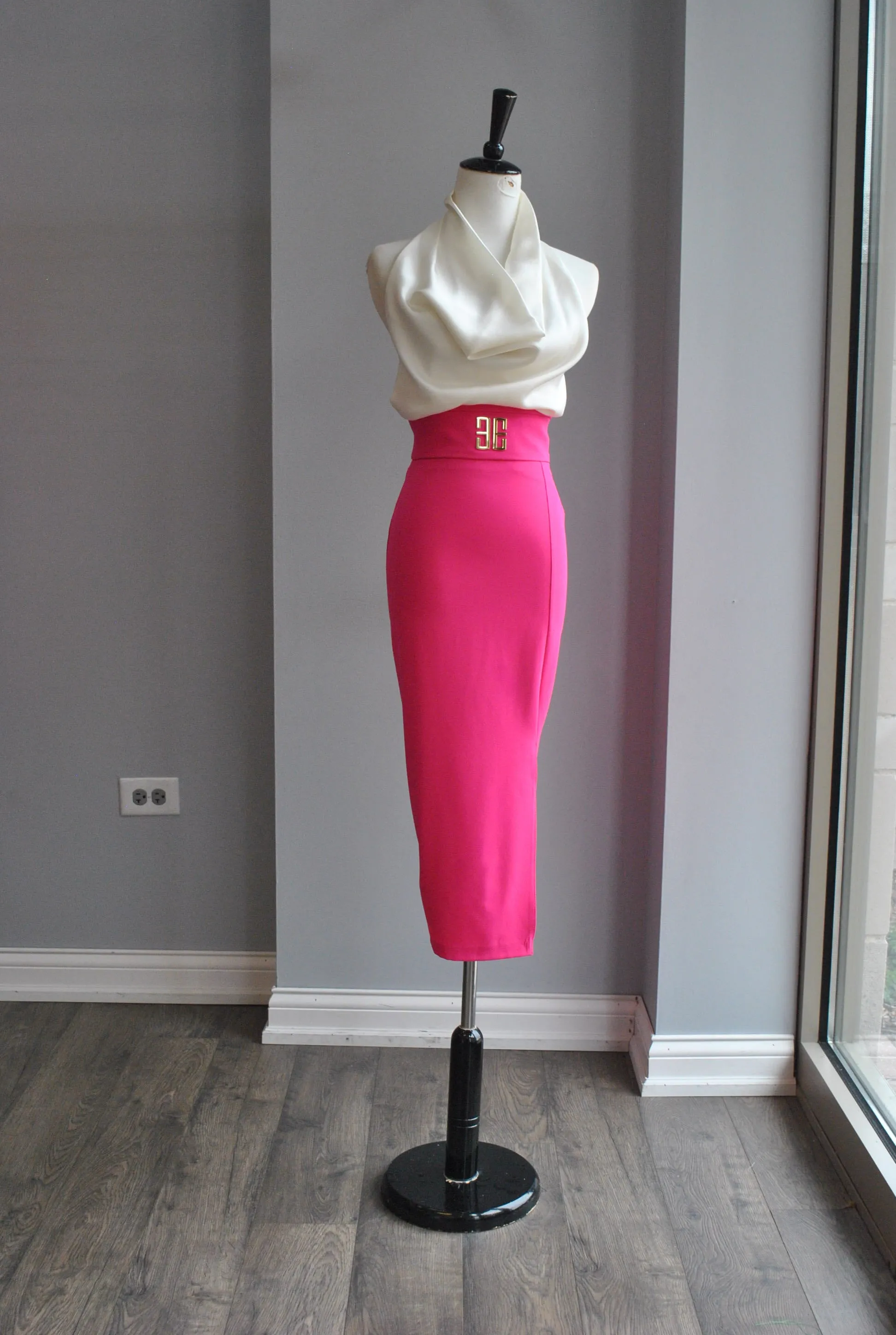 FUSCHIA PINK HIGH WAISTED SKIRT
