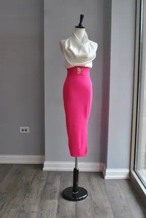 FUSCHIA PINK HIGH WAISTED SKIRT