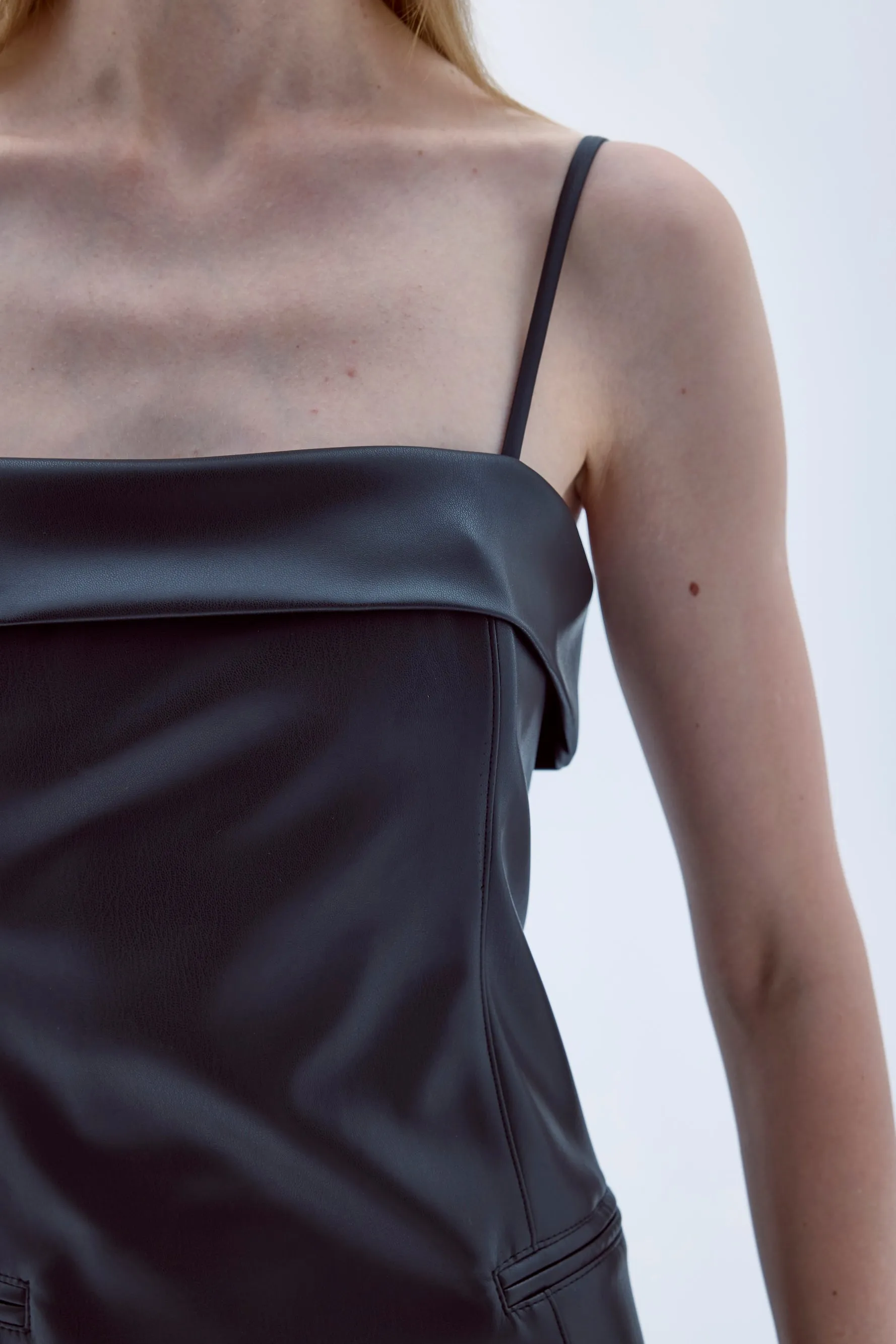 Gaia Mini Leather Dress in Black
