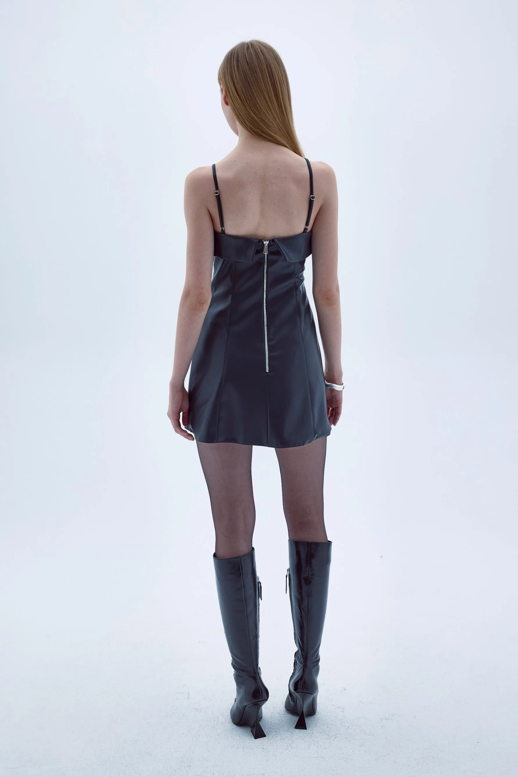 Gaia Mini Leather Dress in Black