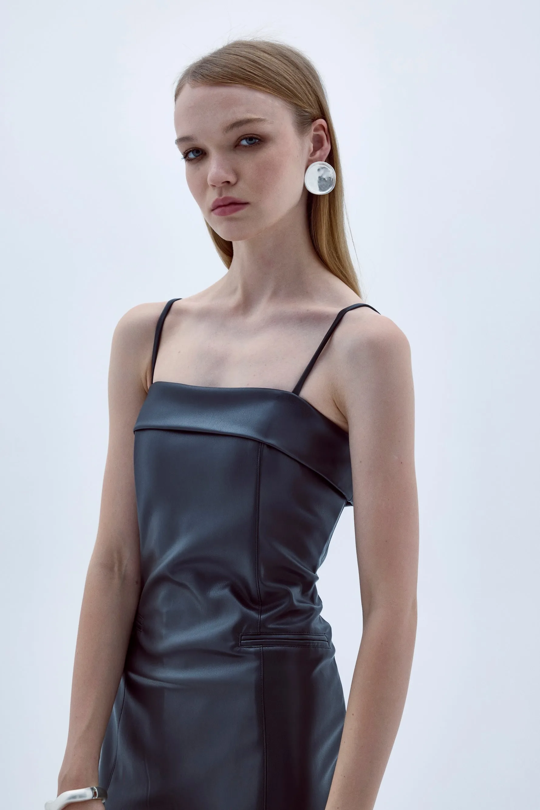 Gaia Mini Leather Dress in Black