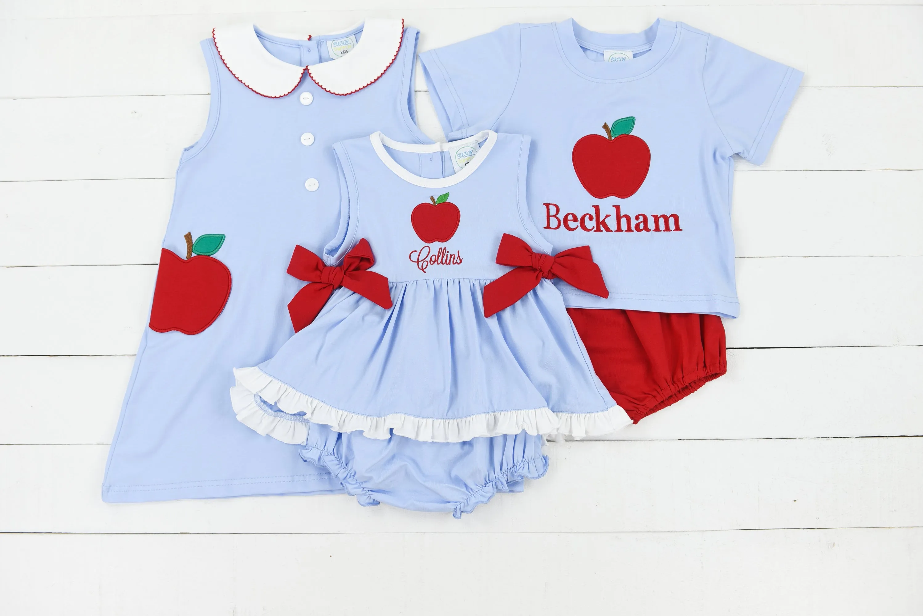 Girls Apple Applique Dress