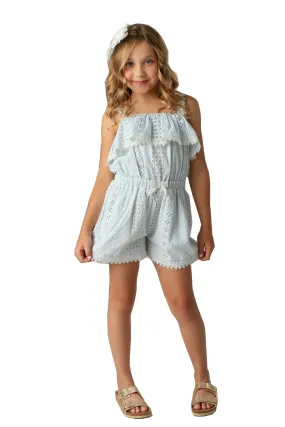 Girls Sky Eyelet Off-Shoulder Ruffle Romper 12M-14