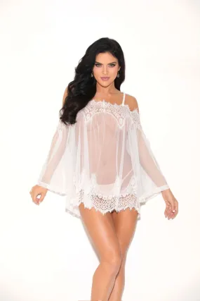 GL33010 GLITTER Glitter Lace Mesh Tunic White