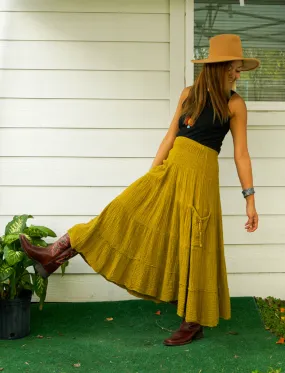 Golden Harvest Organic Double Gauze Cotton Tiered Maxi Skirt