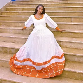 Gorgeous Orange Habesha Dress Habesha Kemis Design Habesha Libs es00134