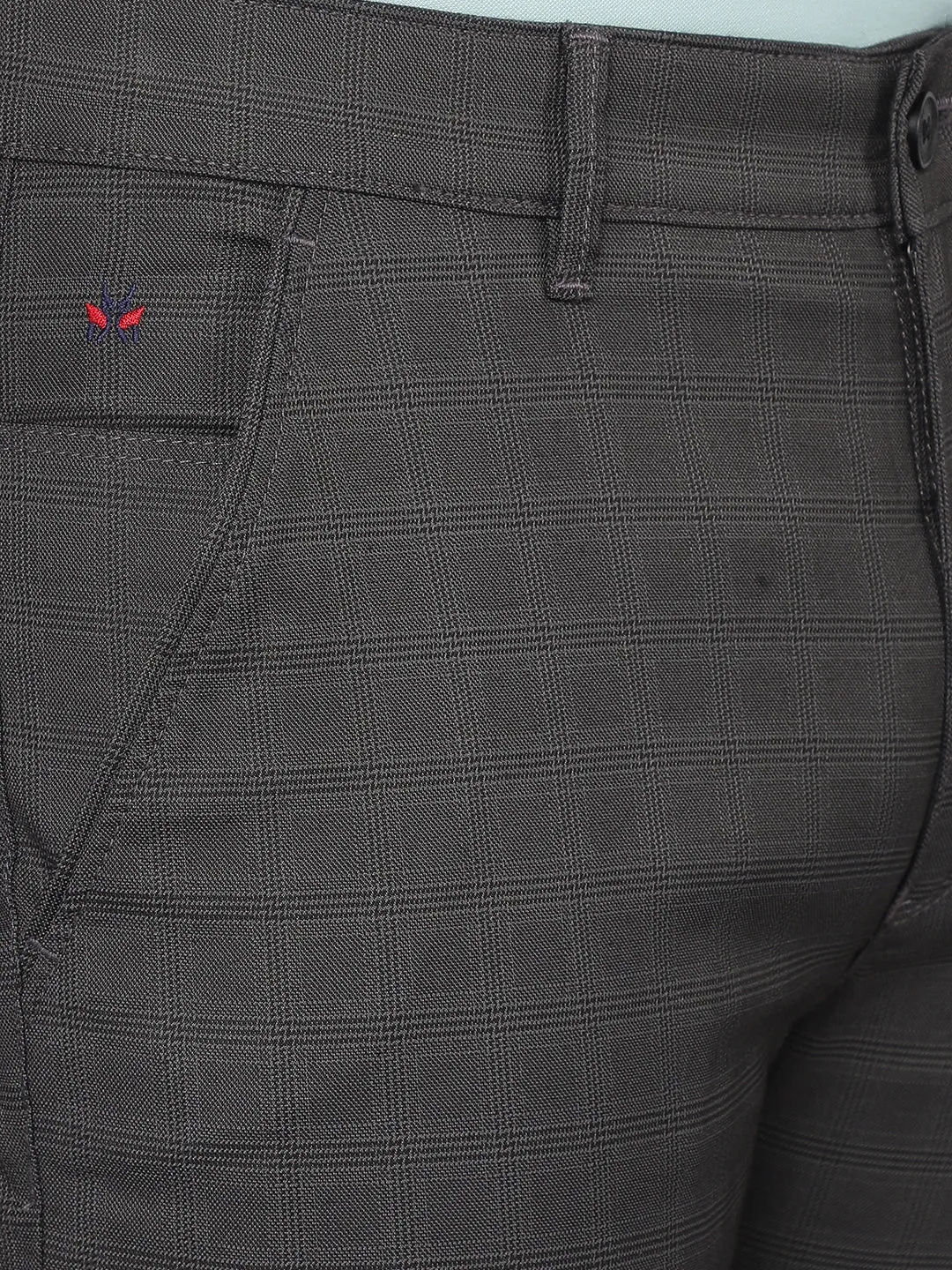 Grey Checkered Chinos Trousers