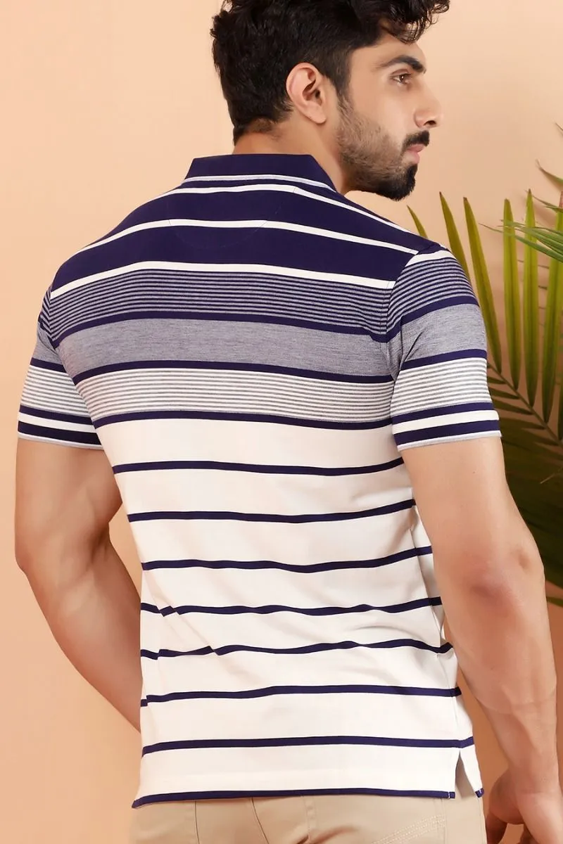 Grey Striped Polo