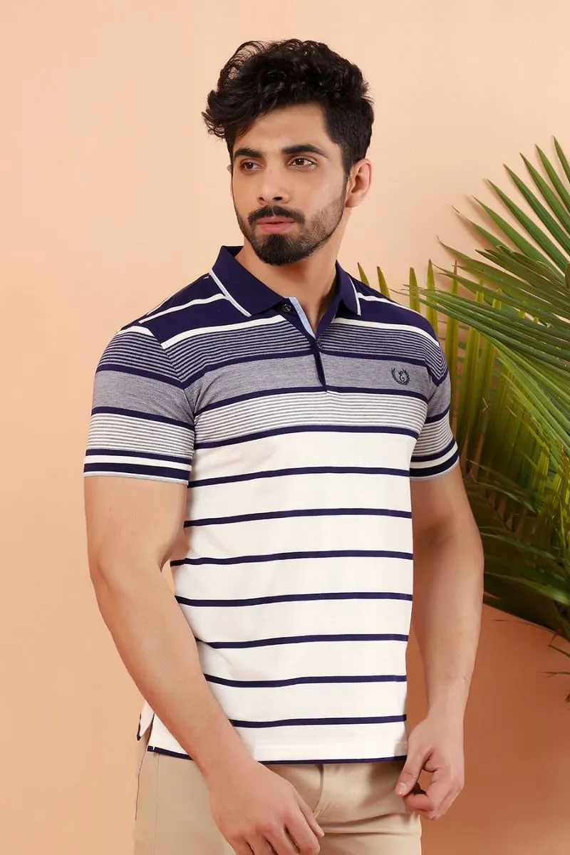 Grey Striped Polo