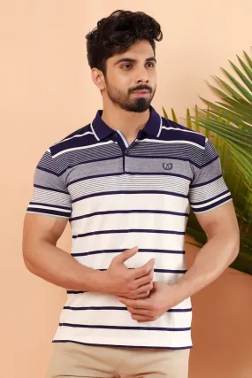 Grey Striped Polo