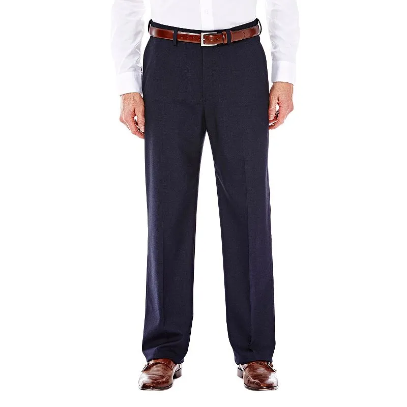 Haggar Mens Classic fit Dress Pants 32 / 32 Blue Solid
