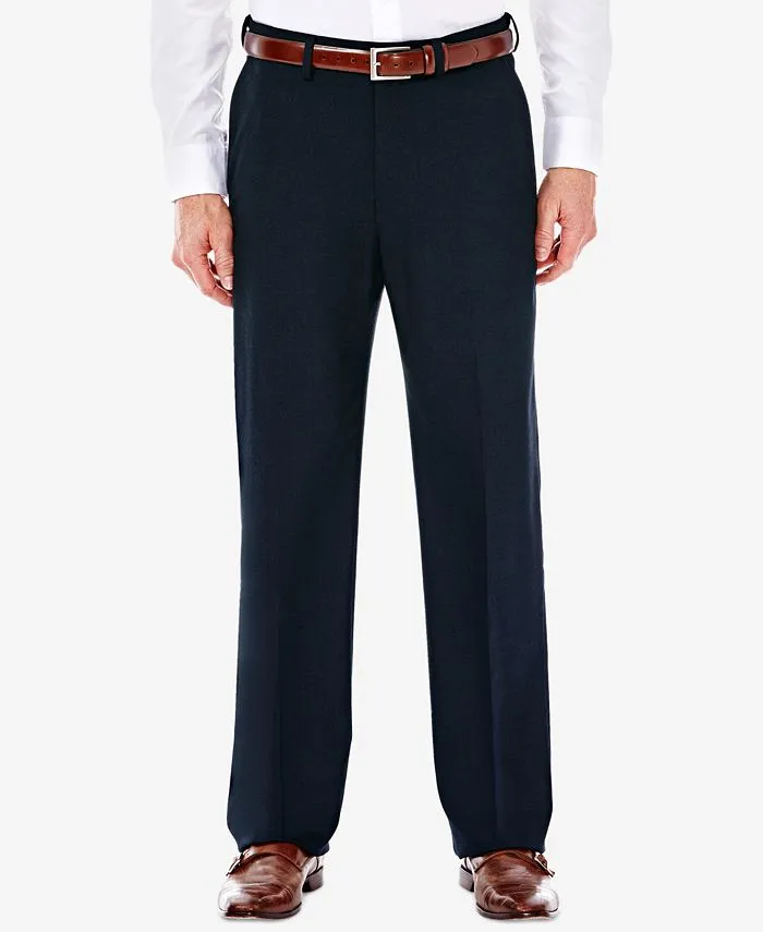 Haggar Mens Classic fit Dress Pants 32 / 32 Blue Solid