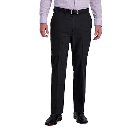 Haggar Mens Regular fit Dress Pants 36 / 29 Grey Solid Stretch