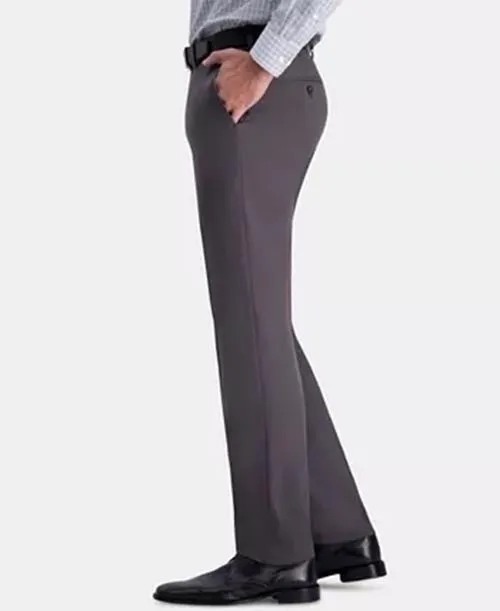 Haggar Mens Slim fit Dress Pants 32 / 30 Charcoal Grey Solid Stretch
