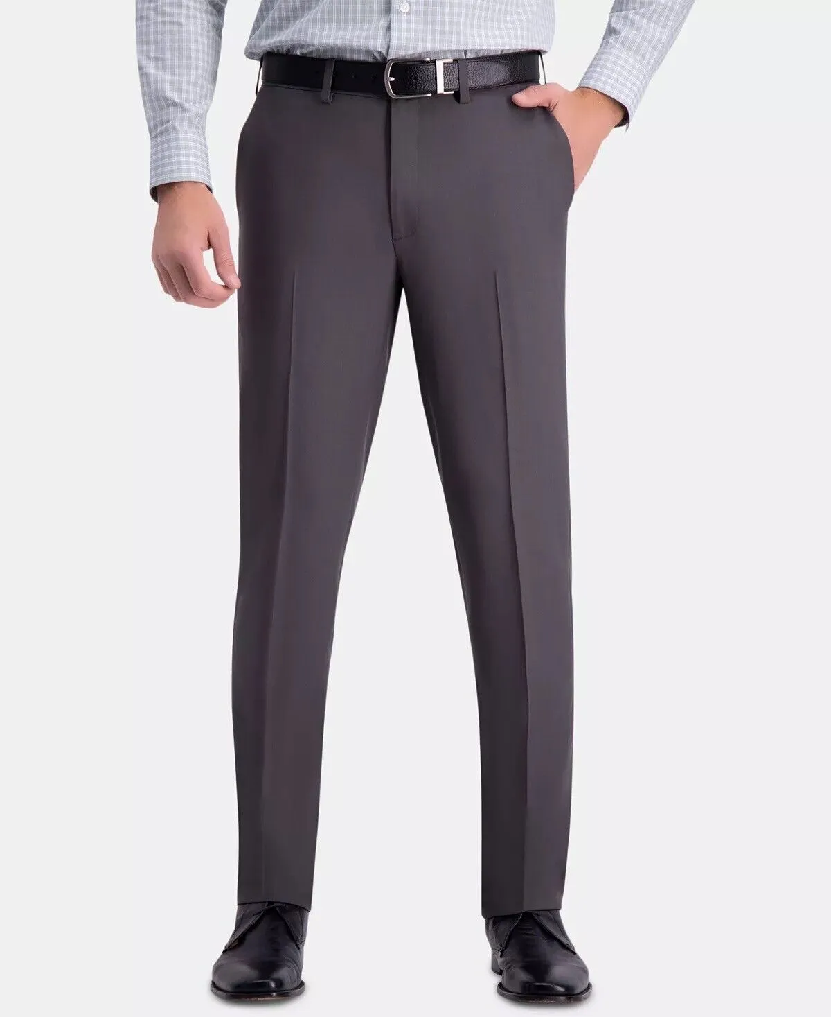 Haggar Mens Slim fit Dress Pants 32 / 30 Charcoal Grey Solid Stretch