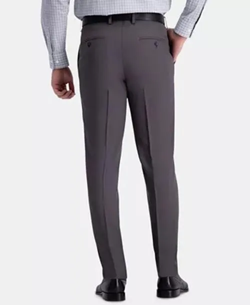 Haggar Mens Slim fit Dress Pants 32 / 30 Charcoal Grey Solid Stretch