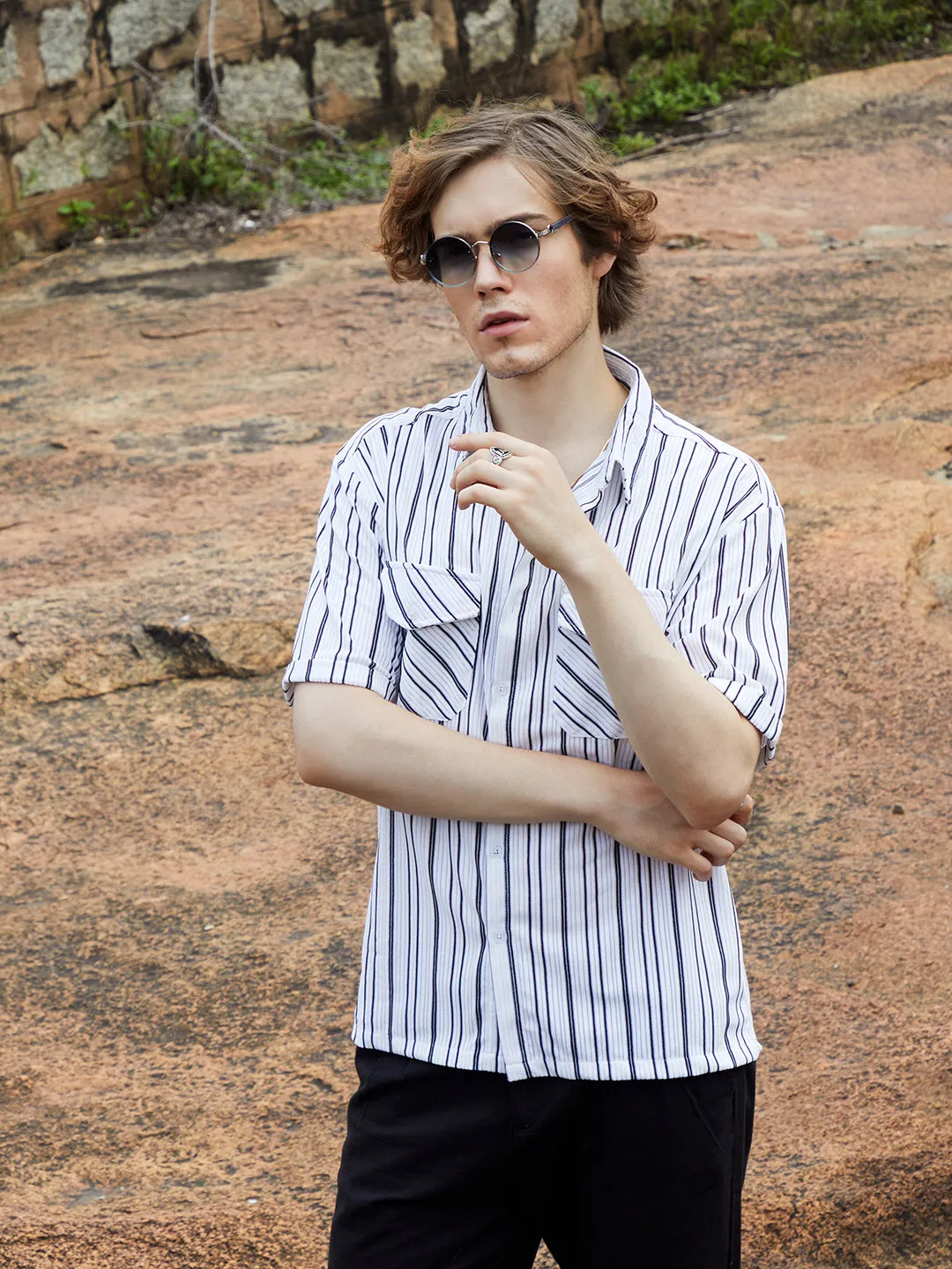 Halo-Striped Utility Shacket