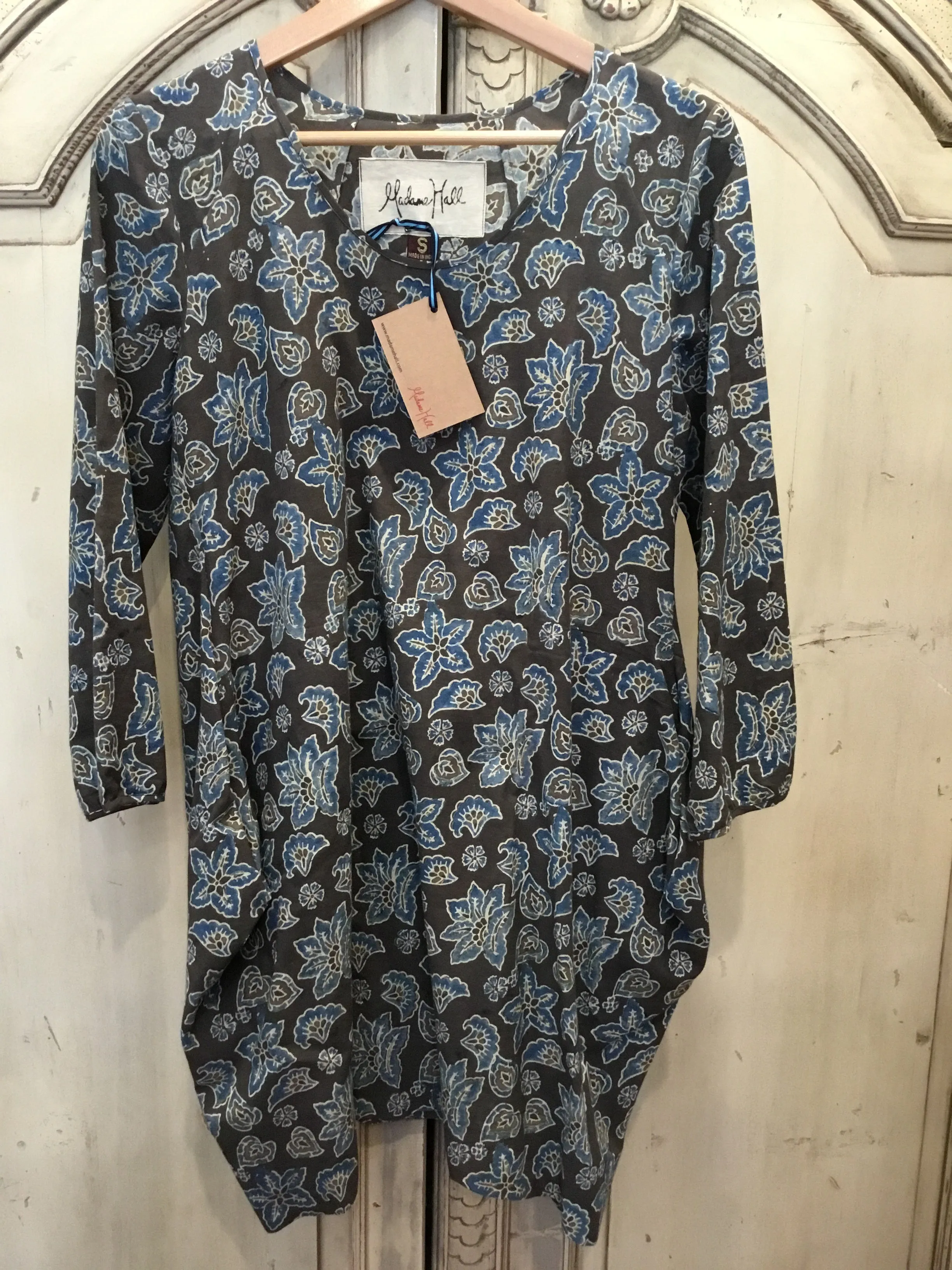 Handblock Printed Tunic- Desert Blue Lily