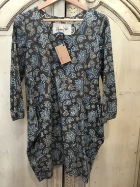Handblock Printed Tunic- Desert Blue Lily