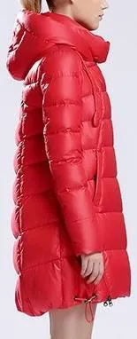 Hooded Short Thick Down Puffer Coat in Red