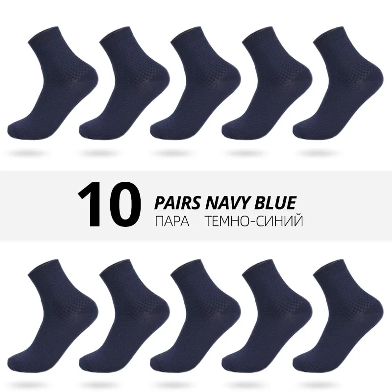 HSS Brand 10 Pairs/Lot Men Bamboo Fiber Socks New Classic Business Long Socks Mens Dress Sock For Winter Gift Plus Size EUR39-45