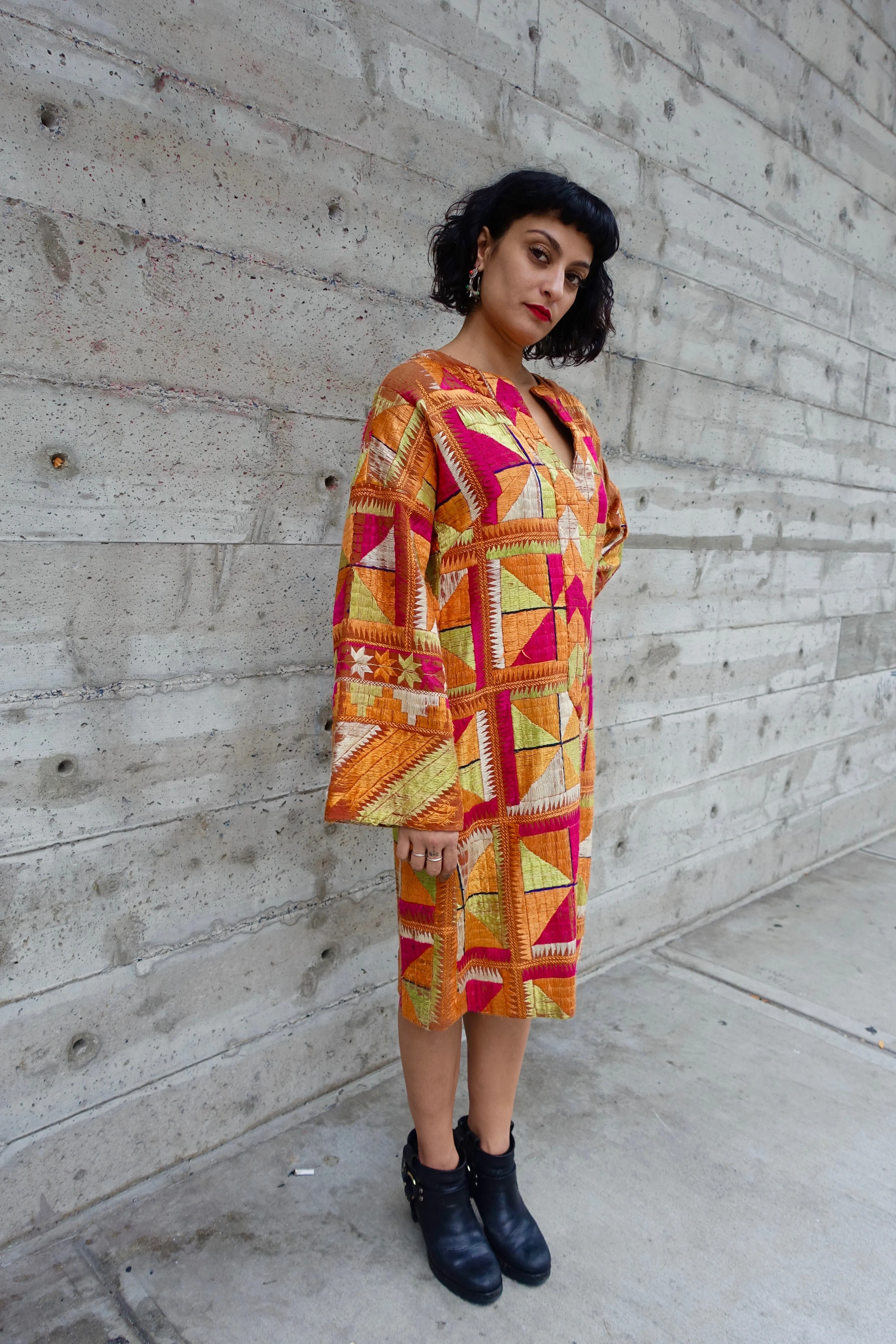 Indian Embroidered Russet Dress - SOLD