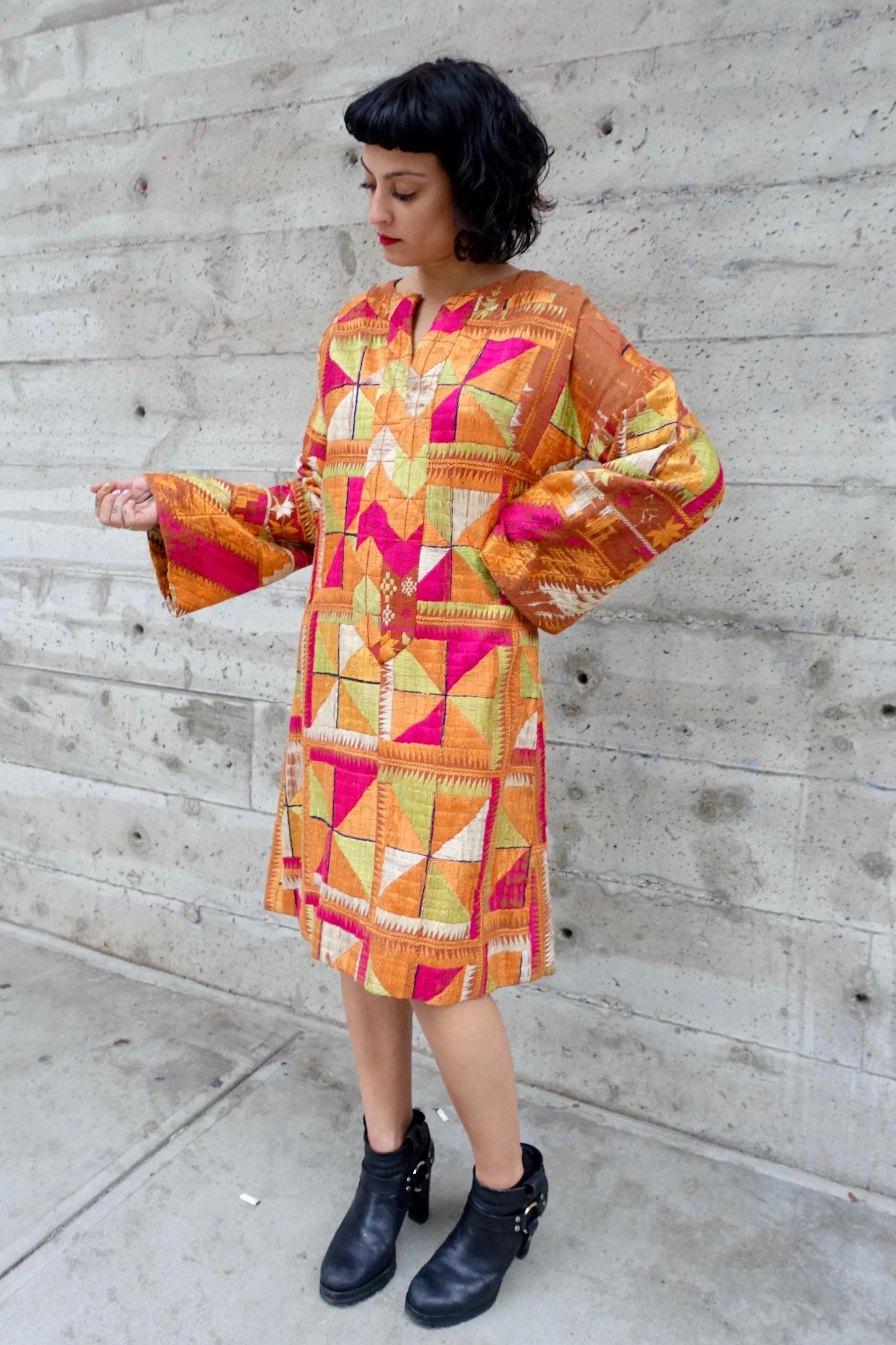 Indian Embroidered Russet Dress - SOLD