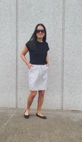 Inez Linen Skirt Dove Grey