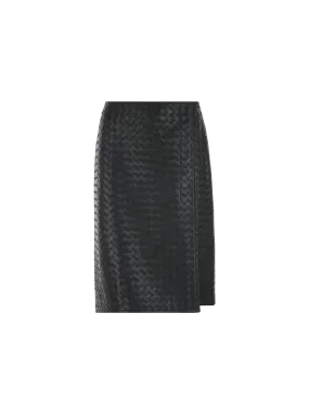 Intrecciato Leather Skirt