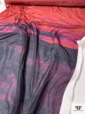 Italian Double Layered Poly Organza and Jacquard Novelty - Purple / Eggplant / Magenta / Mauve